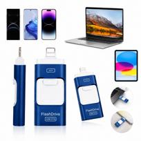 USB atmintinė 128GB, 4 jungtys: USB 3.0, USB-C, Lightning, iOS telefonams