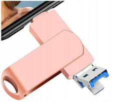 USB atmintinė 128GB, USB 3.0, Type-C, Micro USB, OTG, rožinė