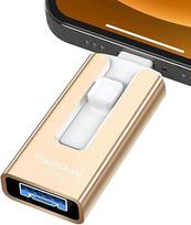 USB atmintinė 256GB, USB/MicroUSB/Lightning, auksinė