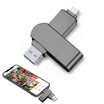 USB atmintinė 512GB, metalinė, 4 in 1, suderinama su iPhone, iPad, Android, nereikia programėlės