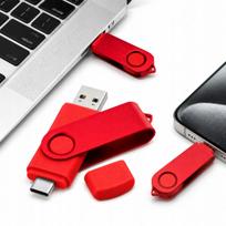 USB atmintinė 512GB, USB-A ir USB-C, 30MB/s, su apsauginiu dangteliu