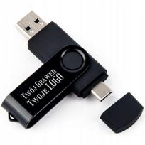 USB-C atmintinė 16GB, juoda, su logotipo graviravimu