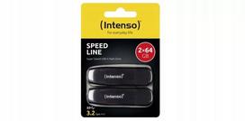 USB atmintinė INTENSO Speed Line 2x64GB, USB 3.2 Gen 1, juoda