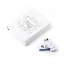 USB atmintinė Twister 64GB USB 3.0, su balta magnetine dėžute, graviruota vestuvėms