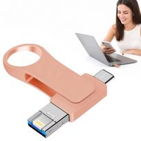 USB atmintinė 512GB, 4in1, USB 3.0, Lightning, USB-C, rožinė