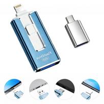 USB atmintinė 256GB, USB 3.0, USB-C, Lightning, 4in1, telefonams ir kompiuteriams