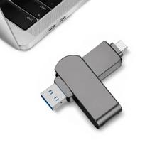 USB atmintinė 512GB, metalinė, 4 jungtys: USB-C, USB, Micro-USB, iOS OTG