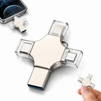 USB atmintinė 256GB, 4in1, USB-C, Lightning, Micro-USB