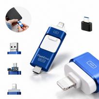 128GB 4-in-1 USB atmintinė, suderinama su iPhone (Lightning), Android (Micro USB) ir kompiuteriais (USB 3.0)