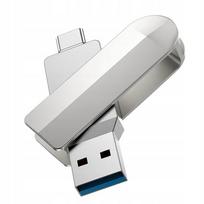 USB atmintinė 64GB Hoco UD10, USB 3.0, USB-A ir USB-C, sidabrinė