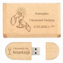Medinė USB atmintinė 32GB su dėžute, USB 3.0, Pirmosios komunijos graviravimas
