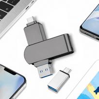 USB atmintinė 512GB, 4in1, USB-C, Lightning, MicroUSB, suderinama su iPhone, Android ir PC