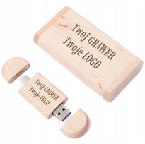 USB atmintinė medinė MAPLE 4GB, USB 2.0 ir 3.2 Type-C, dėžutė, su jūsų graviruotu logotipu