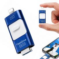 Atmintukas 128GB 4in1 USB 3.0 su Lightning, Micro USB, mėlynas