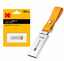 USB atmintinė KODAK 64GB, metalinė, su odine raktų pakabuko juostele
