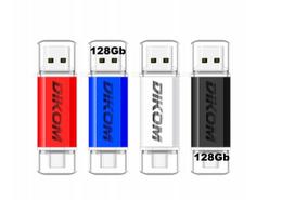 USB atmintinė 128GB DIKOM, USB-C ir USB 2.0/3.1, 4 spalvos