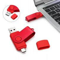 Atmintukas 512GB, USB 2.0, USB-A ir USB-C, 30MB/s, raudonas