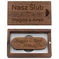 Medinė USB atmintinė dėžutėje su graviravimu, 16GB, dovana tėčiui ar mamai