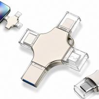 USB atmintukas 256GB, 4 jungtys: USB-C, Lightning, Micro-USB, USB