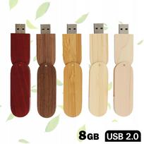 USB atmintinė 8GB, medinė, su dangteliu, 5 dizainai