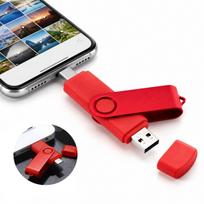 Raudona 512GB USB atmintinė, USB-A ir Type-C, metalinė
