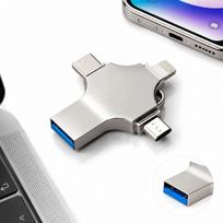 USB atmintinė 256GB su USB-C, Lightning, Micro-USB jungtimis kompiuteriui ir telefonui