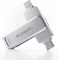 USB atmintinė BLANBOK+ 128GB, USB-C ir Lightning jungtys, USB 3.1, suderinama su iPhone, iPad, Android, PC