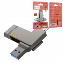 USB atmintinė Hoco UD15 64GB, USB 3.2, USB A ir USB C, pilka