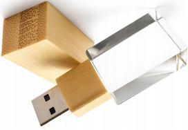 USB atmintinė 16GB, LED, medžio ir stiklo korpusas, galimas graviravimas