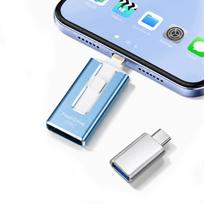 USB atmintinė 256GB, 4in1, USB 3.0, Lightning, Micro USB, mėlyna
