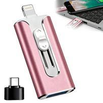 128GB USB atmintukas 3-i-1: Lightning, Micro USB, USB 3.0, tinkantis iPhone, Android, planšetėms ir nešiojamiesiems kompiuteriams