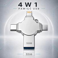 Atminties kortelė veorkide 32GB, 4-in-1, Lightning, USB-C, Micro USB, suderinama su iPhone ir iPad