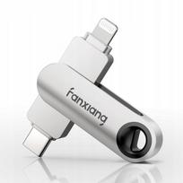 Atmintukas Fanxiang F385 64GB, USB 3.2, Type-C ir Lightning, sidabrinis