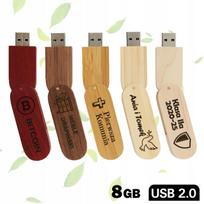 USB atmintinė 8GB, medinė, su dangteliu, 5 graviruoti dizainai