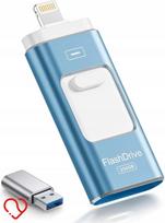 USB atmintinė 256GB 3in1 Lightning, USB-C, USB 3.0, skirta iPhone, iPad, telefonams
