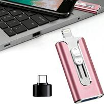 Atminties laikmena 128GB, 3in1 Micro-USB, Lightning, USB-C, USB 3.0, rožinė