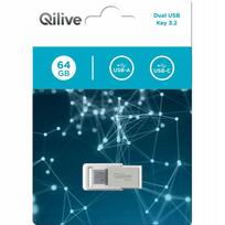 64GB USB atmintinė, USB-C ir USB-A, kompaktiška