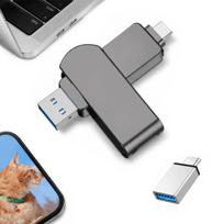 USB atmintinė 512GB, 4 in 1, metalinė, tinka iPhone, iPad, išmaniesiems telefonams ir kompiuteriams