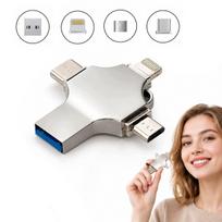 USB atmintinė 256GB, 4in1, USB/Micro USB/Type-C/Lightning, OTG