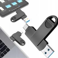 512GB USB-C ir USB-A atmintukas, pasukamas, juodas