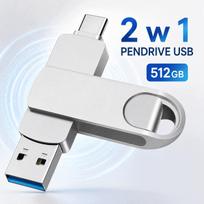 USB atmintinė 512GB, USB-C ir USB 3.0, metalinė, OTG, kompiuteriams ir telefonams