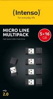 USB atmintinė Intenso Micro Line, 16GB, 5 vnt. rinkinys