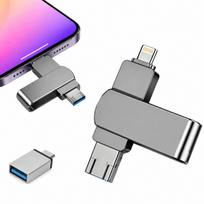 USB atmintinė 4-in-1, 512GB, USB/Micro-USB/iOS, skirta iPhone ir Android