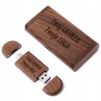 USB atmintinė WALNUT 128GB, USB 3.0/3.2, USB-C, su dėžute ir individualiu graviravimu