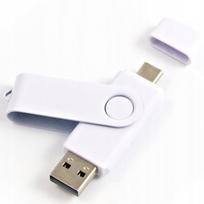 USB atmintinė 4GB, USB-C, balta, be graviravimo
