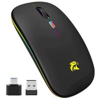 Belaidė pelė HZD-WM, juoda/pilka, Bluetooth, USB, įkraunama, tyli