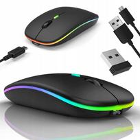 Belaidė pelė su Bluetooth ir USB, 2,4 GHz, LED, juoda, įkraunama