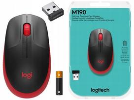 Belaidė pelė Logitech M190, juoda/raudona, didelė