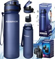Vandens filtruojantis butelis Aquaphor City, 0,5 l, su 3 anglies filtrais, mėlynas