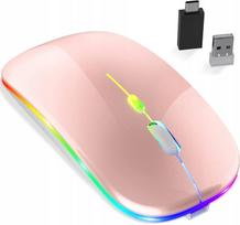 Belaidė USB-C RGB pelė, rožinės ir auksinės spalvos, suderinama su Apple MacBook